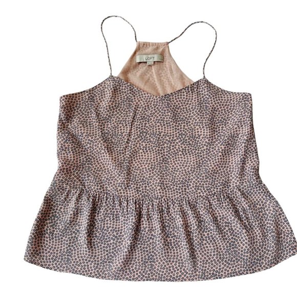 Ann Taylor Loft Women's Polka Dot Top Blush Pink/Beige Size SP - Picture 3 of 9